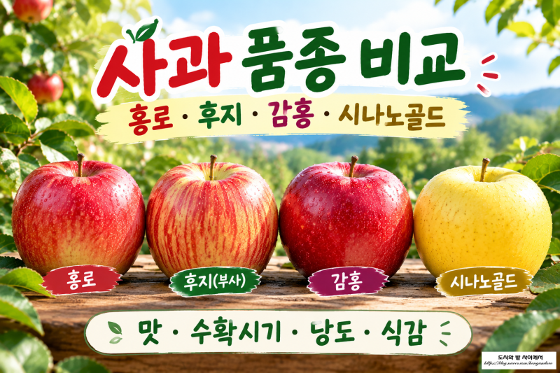 사과 품종 비교 / 홍로, 후지, 감홍, 시나노골드 차이, 어떤 사과가 맛있을까?