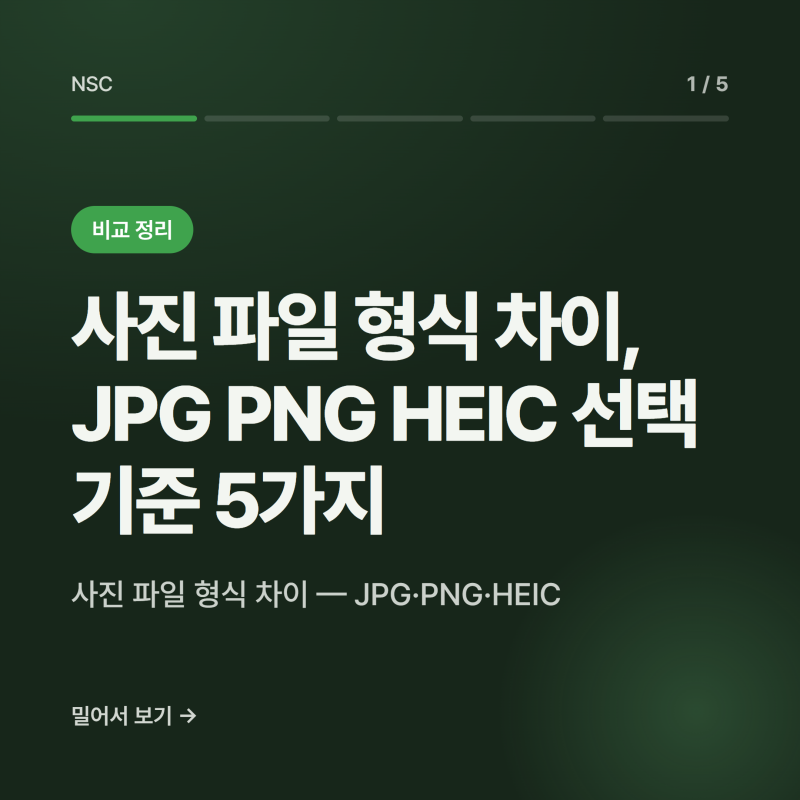 사진 파일 형식 차이, JPG PNG HEIC 선택 기준 5가지