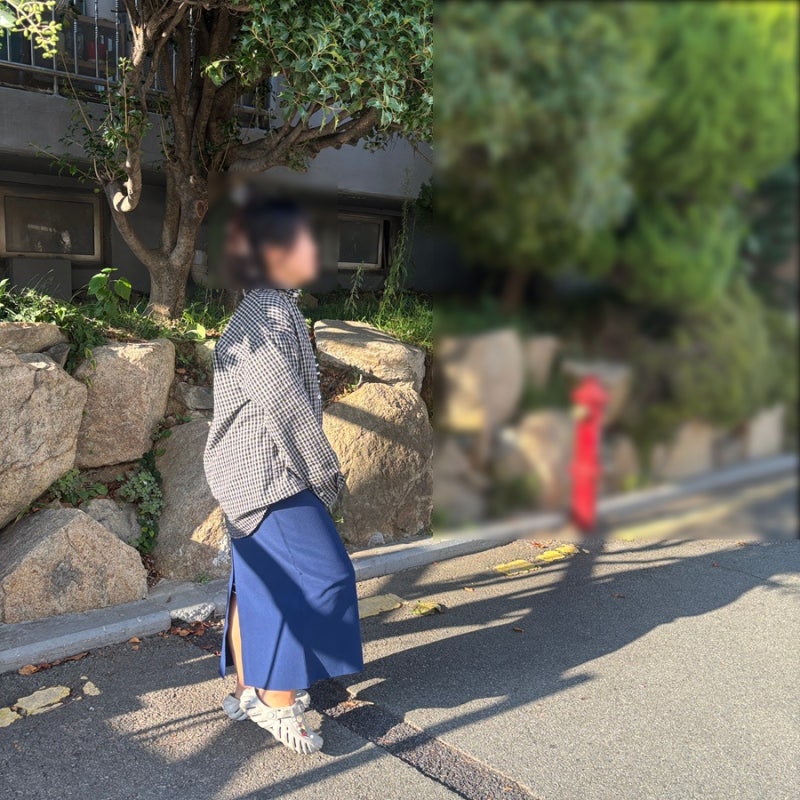 H라인스커트 코디 추천, 리엘쑤 하이웨스트 미디 롱 스커트로 가을 데이트룩 완성