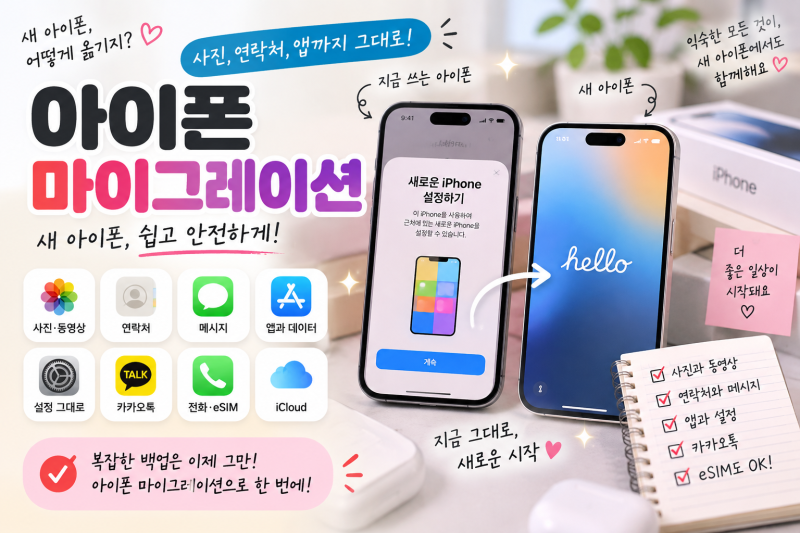 “사진 2만 장도 그대로 옮겨질까?” 아이폰 마이그레이션 방법 - 새 아이폰 켜기 전에 꼭 알....