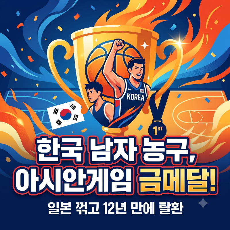 한국 남자 농구, 일본 꺾고 12년 만에 '아시안게임 금메달'