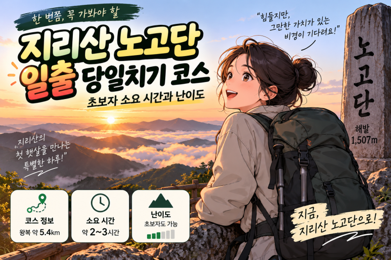 지리산 노고단 일출 등산 코스 초보자 소요시간 난이도 총정리