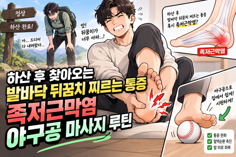 등산 후 발바닥 뒤꿈치 찌르는 통증! 족저근막염 야구공 마사지 루틴
