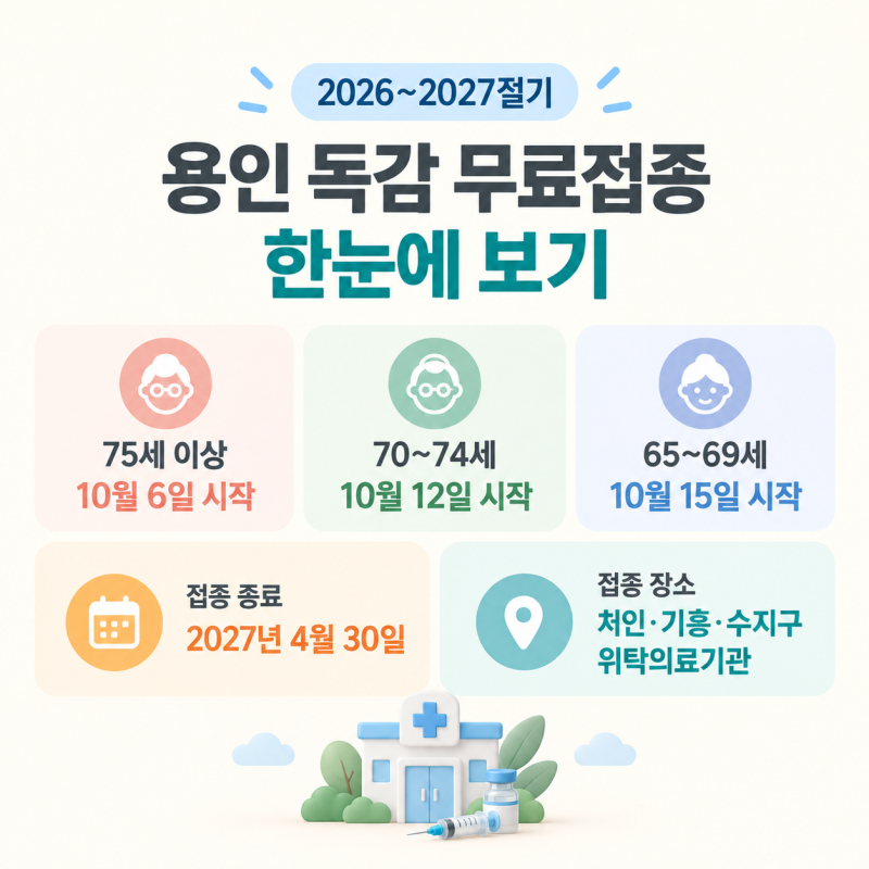 2026 용인 65세 이상 독감 무료접종｜대상·기간·처인 기흥 수지 지정병원 찾기