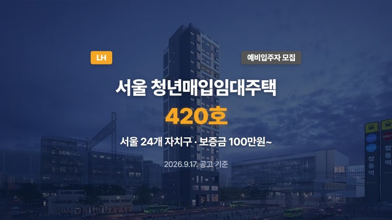 서울지역본부 청년매입임대주택 420호, 예비입주자 모집
