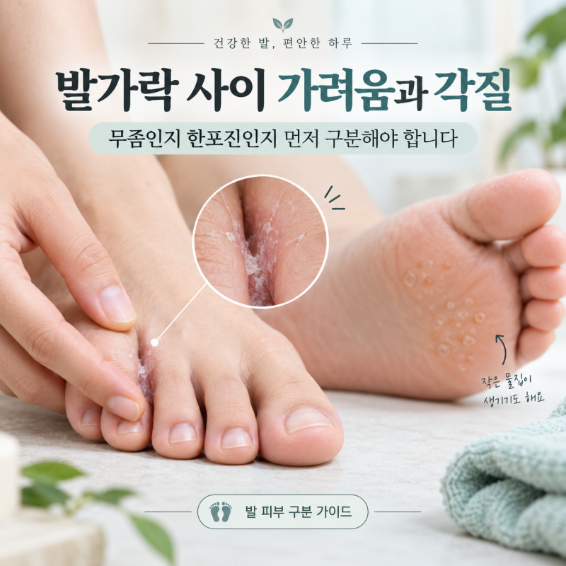 발가락 사이 가려움과 각질, 무좀인지 한포진인지 먼저 구분해야 합니다