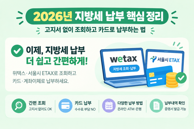 2026년 지방세 납부 방법 총정리｜고지서 없이 조회하고 카드로 납부하는 법