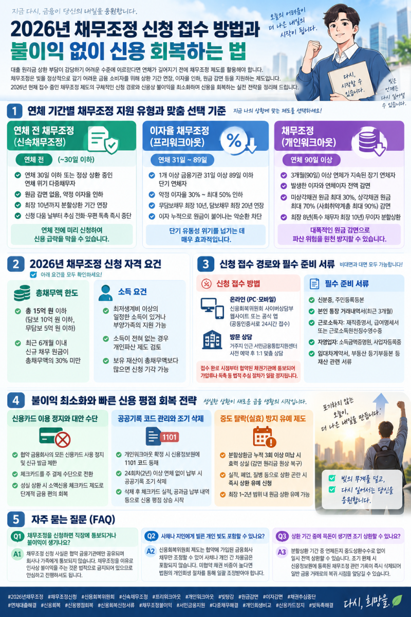 2026년 채무조정 신청 접수 방법과 불이익 없이 신용 회복하는 법