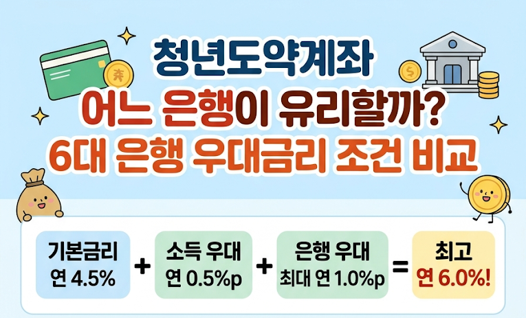 청년도약계좌 은행 비교 어디가 유리할까? 급여이체 카드실적 우대금리 조건 총정리(3편)