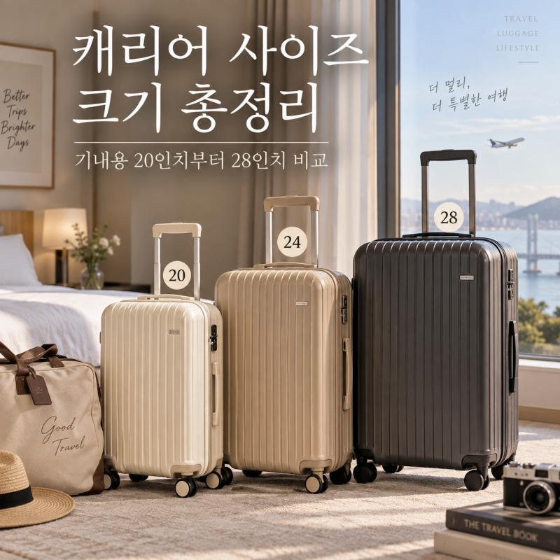 캐리어 사이즈 크기 총정리, 기내용 20인치부터 28인치 비교