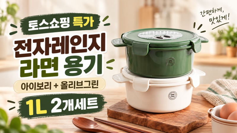 전자레인지 라면용기 1L 2개 세트｜맥스앤맥스 아이보리+올리브그린 토스쇼핑