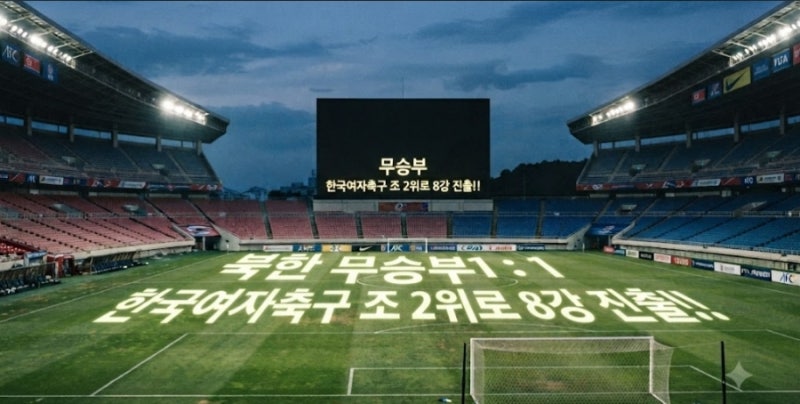 “북한에 매운맛 보여줬다!” 한국 여자축구 1-1 무승부…조 2위로 8강