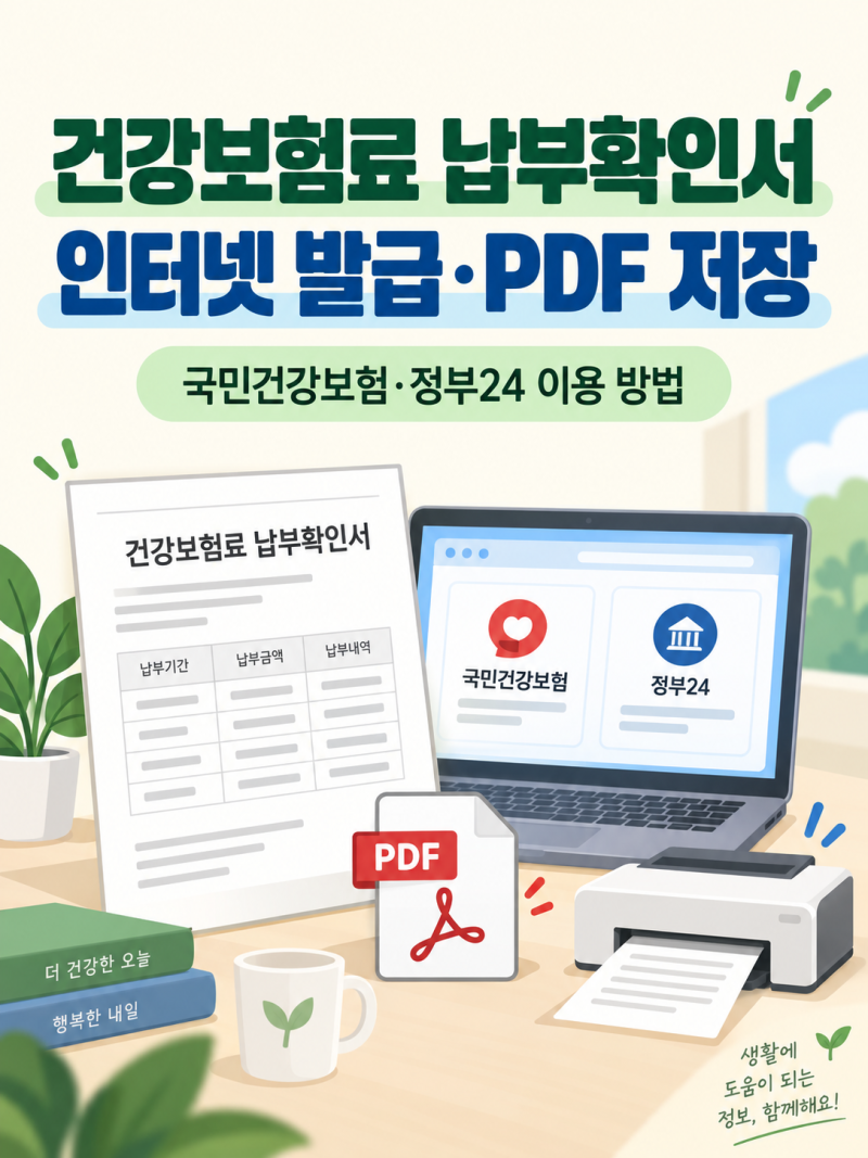 건강보험료 납부확인서 인터넷 발급, PDF 저장과 조회기간 선택 방법
