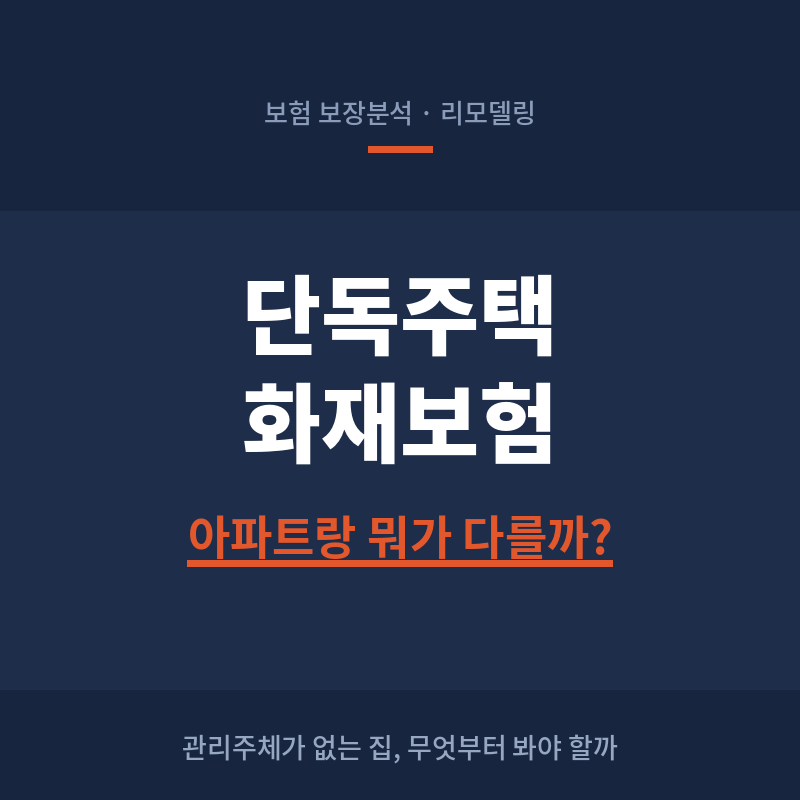 단독주택 화재보험, 아파트랑 뭐가 다를까?