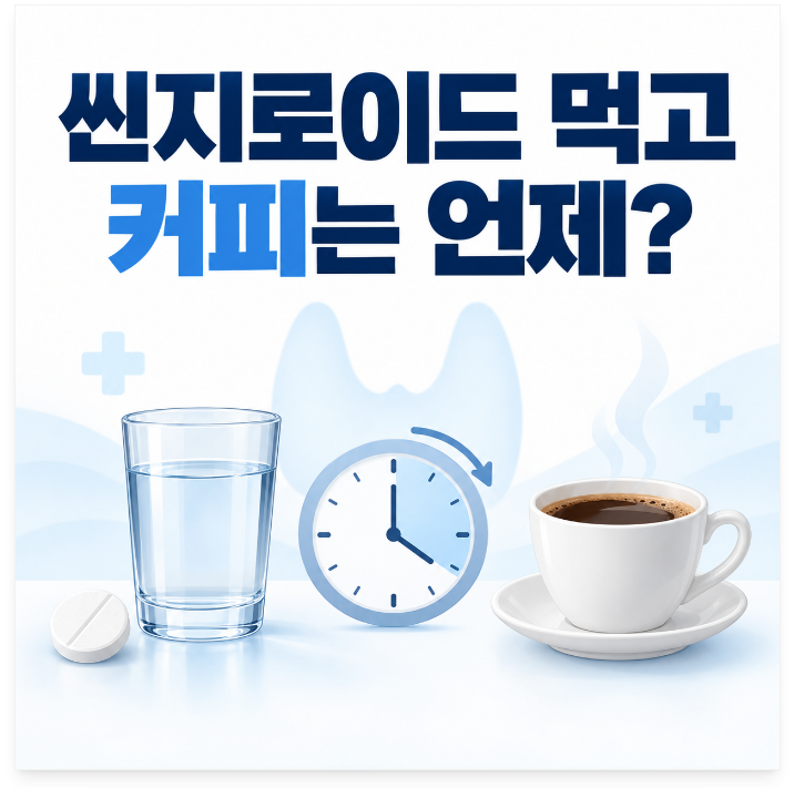 씬지로이드 먹고 커피는 몇 시간 뒤에 마셔야 할까? 레보티록신 복용법