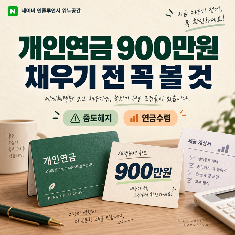 개인연금 900만원 채우기 전에 봐야 한다, 중도해지와 연금수령 세금 차이