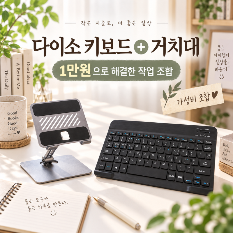 다이소 블루투스 키보드·노트북 거치대 후기｜1만원으로 해결한 가성비 조합