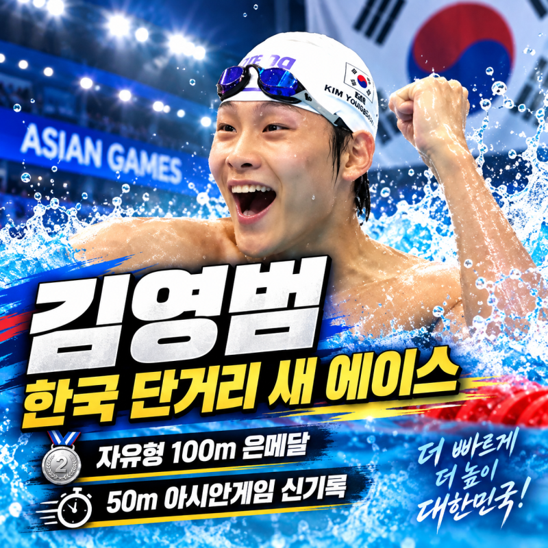 김영범 수영 선수 프로필｜2006년생·자유형 100m 은메달, 50m 아시안게임 신기록·한국 단거리 ....