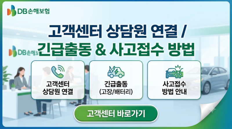 DB손해보험 고객센터 상담원 연결 전화번호 긴급출동 사고접수 방법