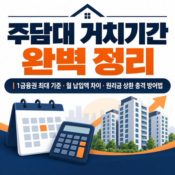 주담대 거치기간 최대 몇 년일까? 1금융권 은행 기준과 이자 차이 총정리