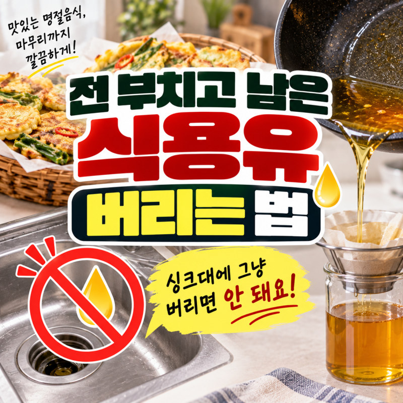 전 부치고 남은 식용유 버리는 법, 싱크대에 그냥 버리면 안 돼요