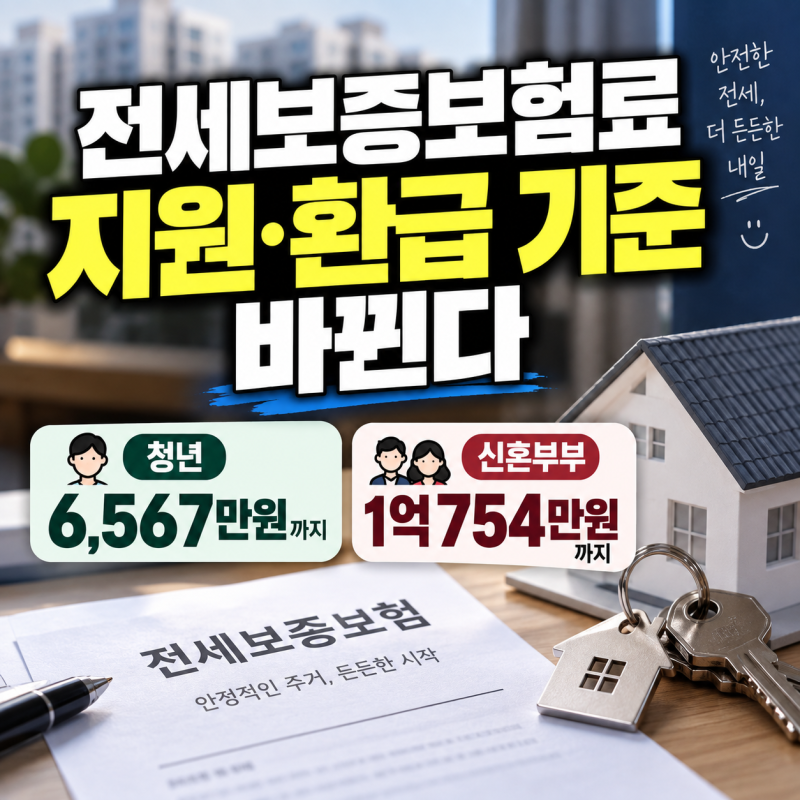 전세보증보험료 지원 확대…청년·신혼부부 소득기준과 환급받는 방법