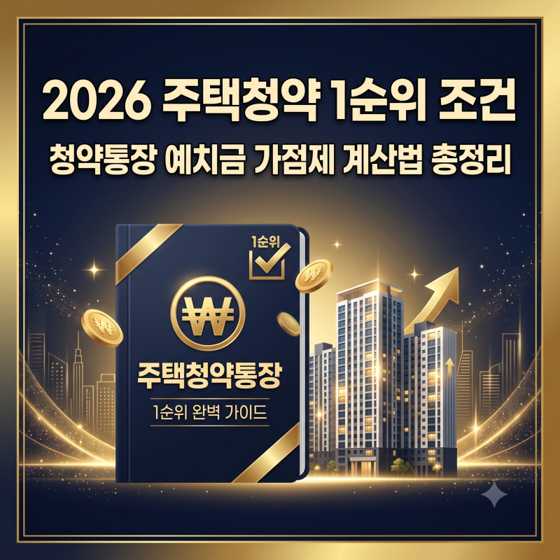 2026 주택청약 1순위 조건 청약통장 예치금 가점제 계산법 총정리