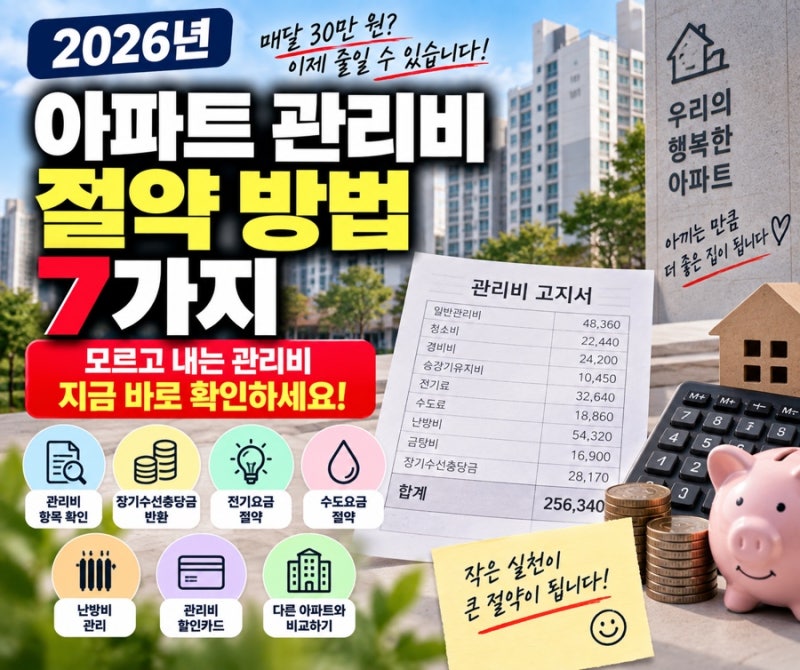 2026년 아파트 관리비 매달 30만 원? 모르고 내는 관리비 줄이는 방법 7가지