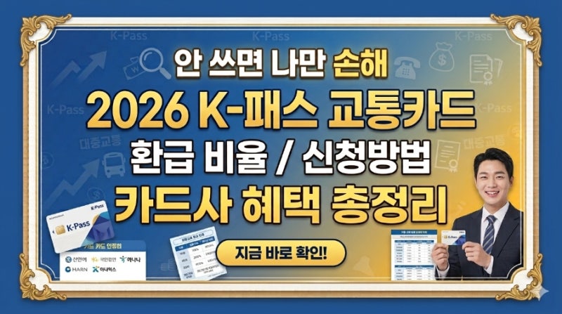 안 쓰면 나만 손해 2026 K-패스 교통카드 환급 비율 신청 방법 카드사 혜택 총정리