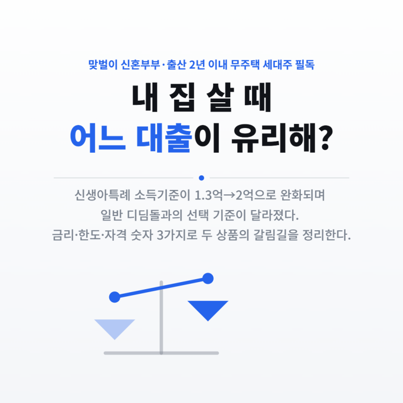신생아특례 VS 디딤돌 비교 금리·한도·소득 숫자로 한눈에 정리