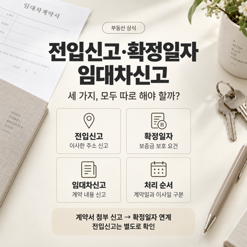 전입신고·확정일자·임대차신고, 세 가지 모두 해야 할까? 차이와 순서 총정리