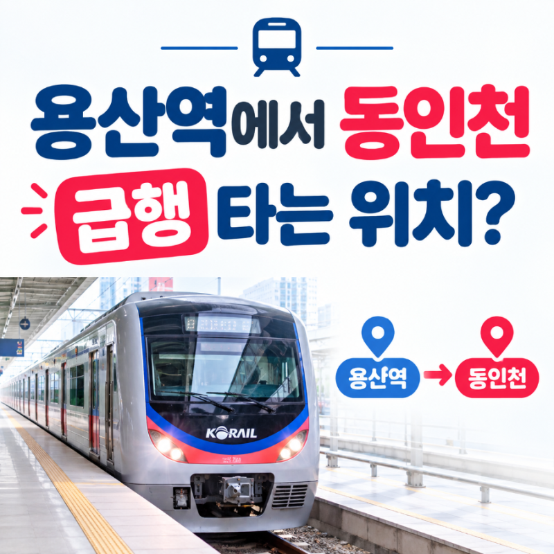 용산역에서 동인천 급행타는 위치, 같은 지하철 재승차 환승시간은?