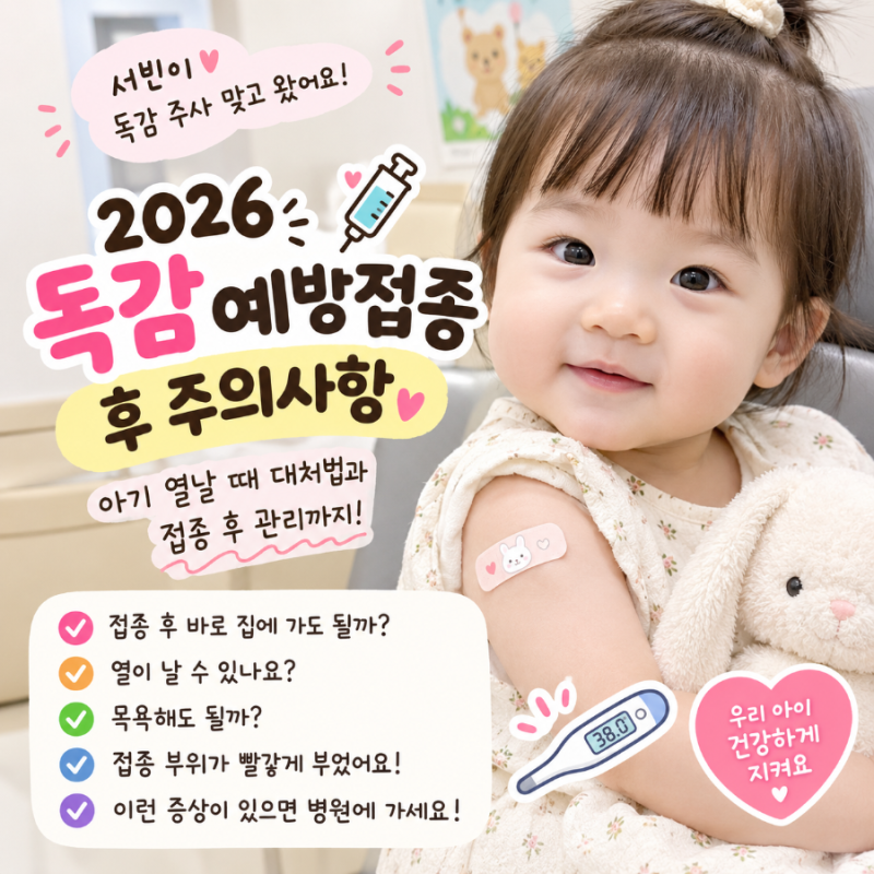 2026 독감 예방접종 후 주의사항 아기 열날 때 대처법과 접종 후 관리