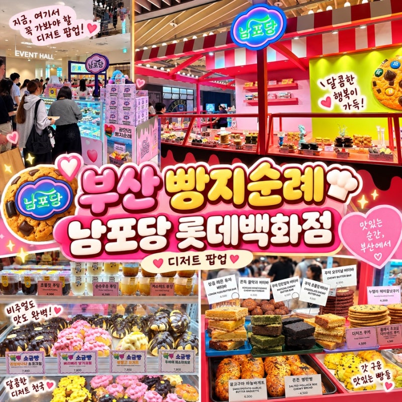 부산 빵지순례 남포당 서면 롯데백화점 디저트 팝업 디저트 맛집｜왁뿌소금빵·마카롱·버터....