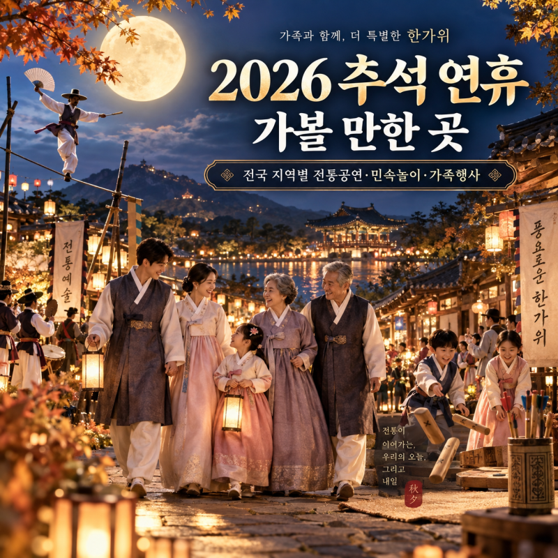 2026 추석 연휴 가볼 만한 곳｜전국 지역별 추석 당일 전통공연·민속놀이·가족행사 총정리