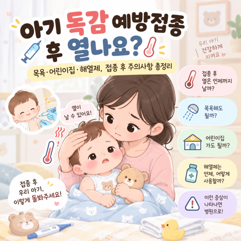 아기 독감 예방접종 후 열나요? 목욕·어린이집·해열제, 접종 후 주의사항 총정리