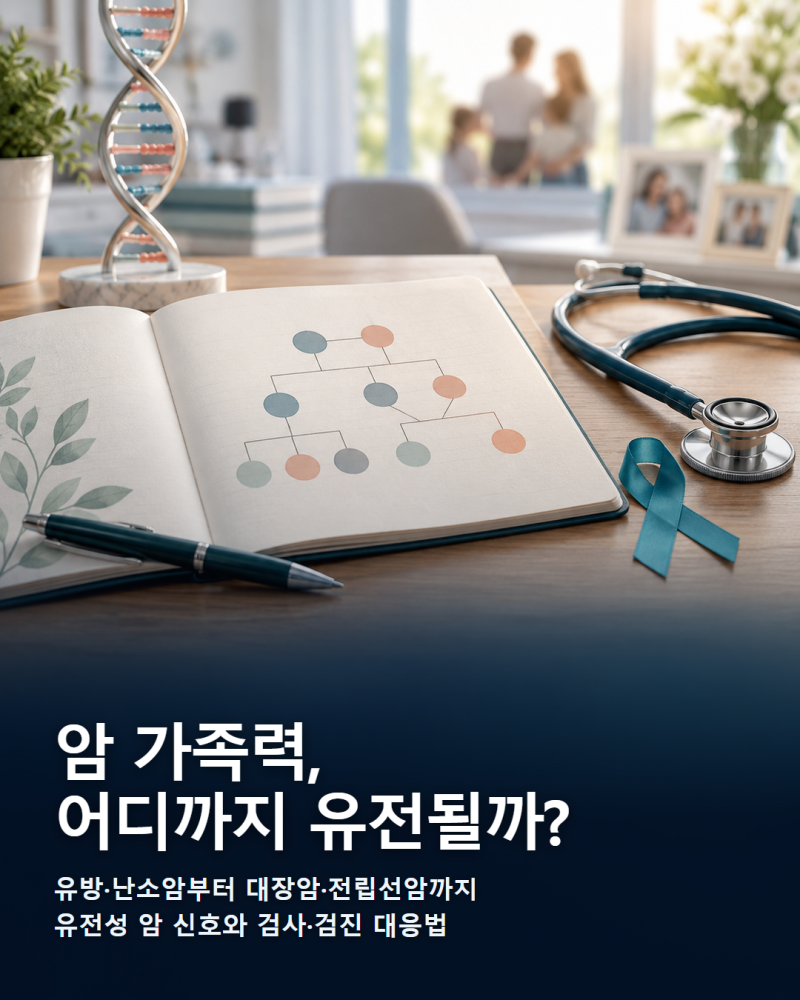 암 가족력, 어떤 암이 특히 중요할까? 유전성 암 5가지와 검사·검진 대응법