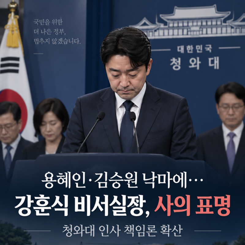 용혜인·김승원 연쇄 낙마에 강훈식 비서실장 사의…청와대 인사 책임론, 대통령 선택은?