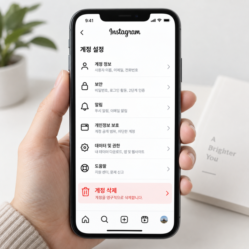 인스타그램 계정 삭제 방법 비활성화 하기