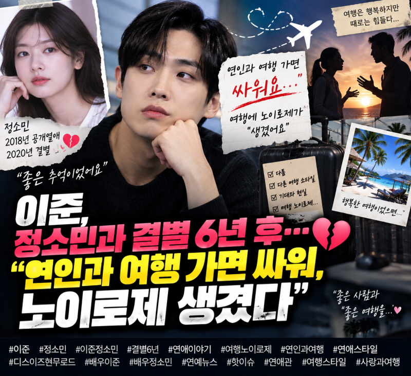 ✈️ 이준, 정소민과 결별 6년 후…“연인과 여행 가면 싸워, 노이로제 생겼다”