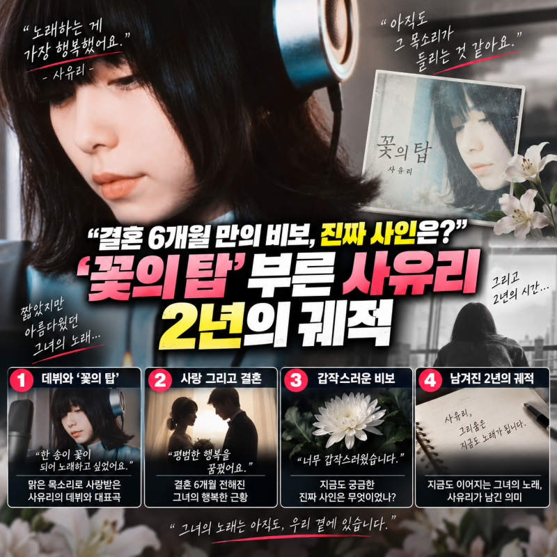 "결혼 6개월 만의 비보, 진짜 사인은?" '꽃의 탑' 부른 사유리 2년의 궤적