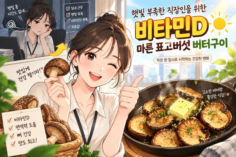 햇빛 부족 직장인 비타민D 채우는 마른 표고버섯 버터구이 레시피