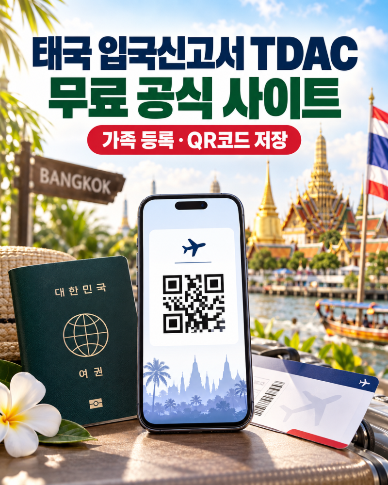 태국 입국신고서 TDAC 작성방법｜무료 공식 사이트·가족 등록·QR코드 저장