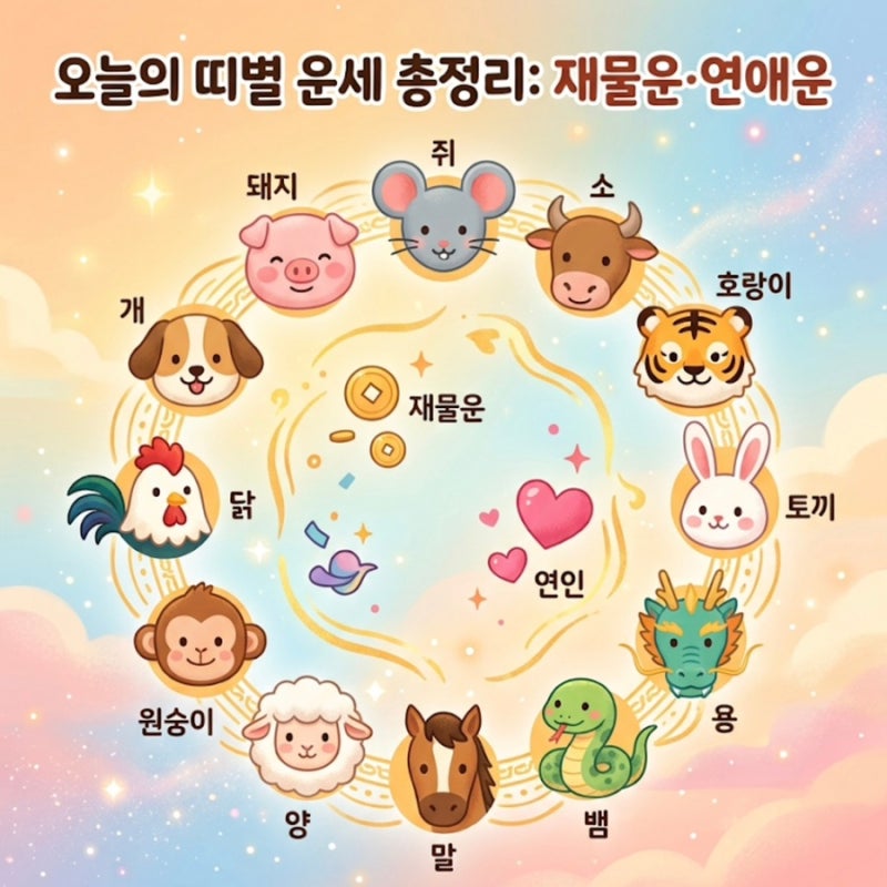 [2026년 9월 22일 화요일] 오늘의 띠별 운세 총정리: 재물운·연애운·행운의 띠