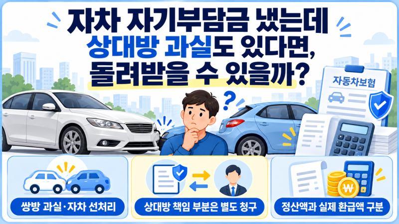 자차 자기부담금 냈는데 상대방 과실도 있다면, 돌려받을 수 있을까?