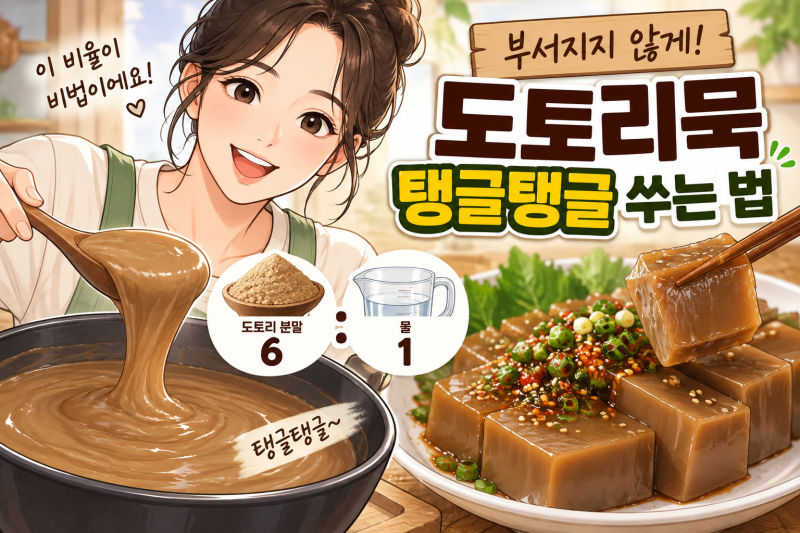 도토리묵 부서지지 않게 쑤는 법 물 비율 6대1 황금레시피