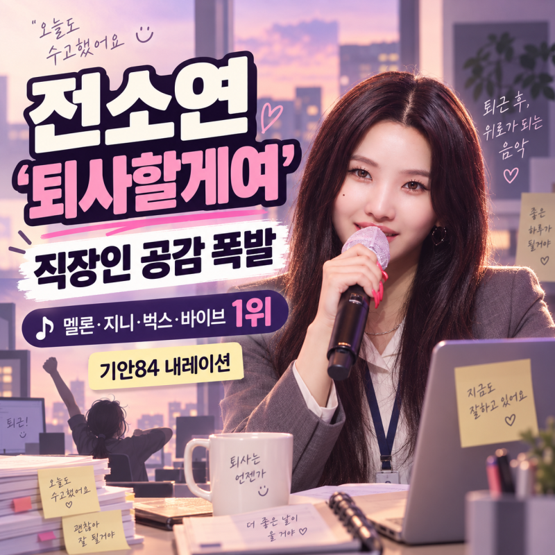 전소연 ‘퇴사할게여’ 직장인 공감 폭발｜멜론·지니·벅스·바이브 1위, 기안84 내레이션까....