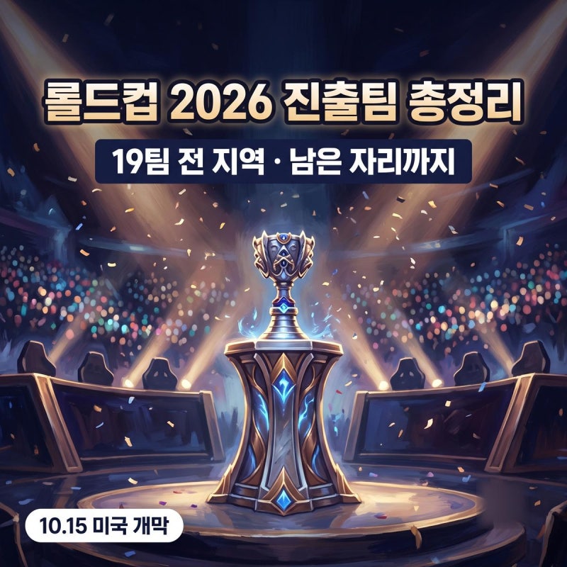 롤드컵 2026 진출팀 19팀 중 16팀 확정, 남은 3자리는 언제 정해지나요