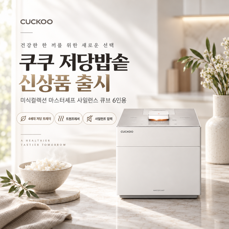 쿠쿠 저당밥솥 신제품 출시 미식컬렉션 마스터셰프 사일런스 큐브 6인용
