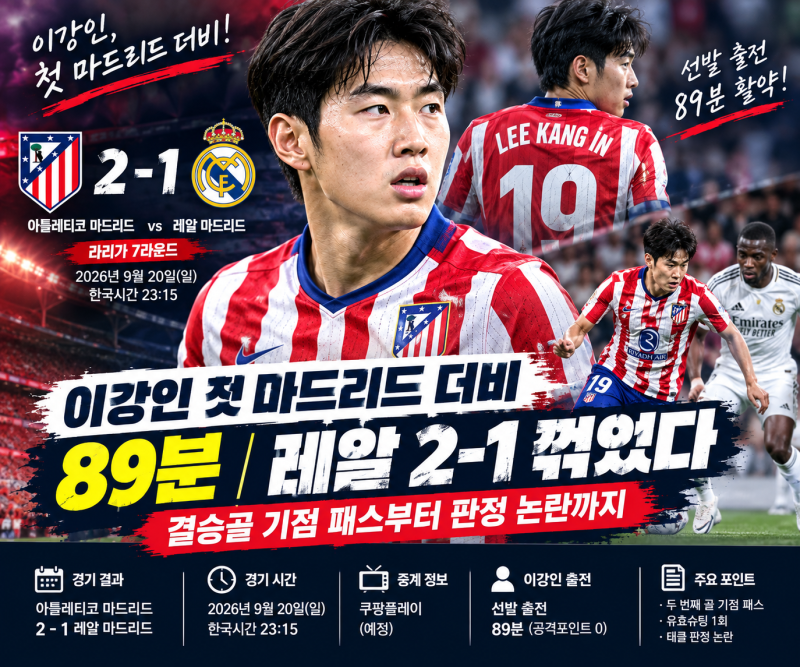 이강인 첫 마드리드 더비 89분｜레알 2-1 꺾었다…결승골 기점 패스부터 판정 논란까지